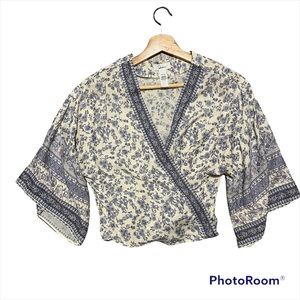 Japna tie up floral boho wrap top - size medium